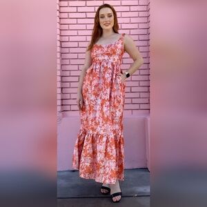 Hutch Orange and Pink Metallic Dress